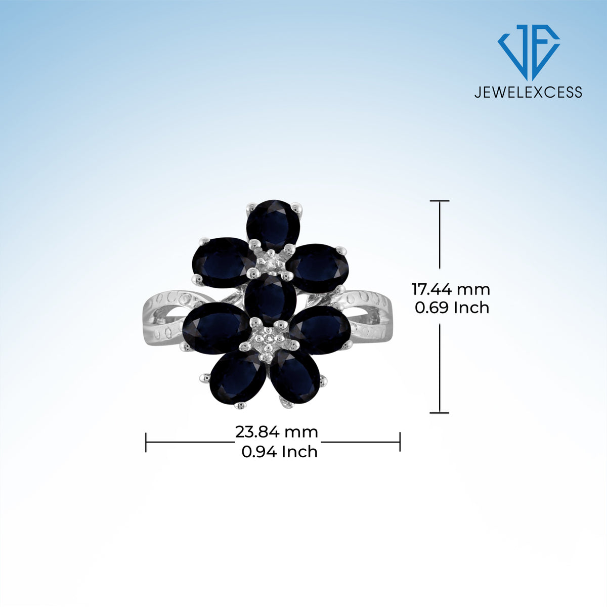 2 1/2 ct. T.G.W. Sapphire Ring with Diamond Accent in Sterling Silver