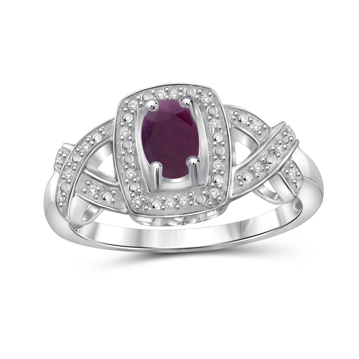 0.50 ct. T.G.W. Ruby Ring with Diamond Accent in Sterling Silver