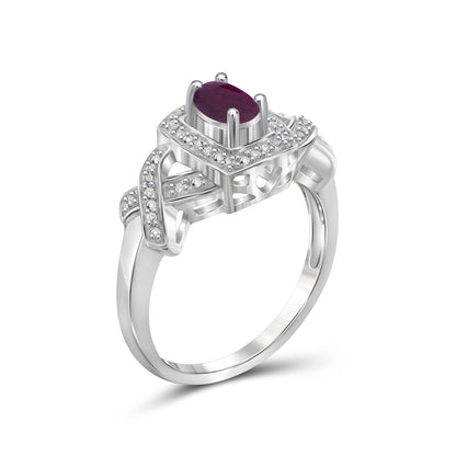 0.50 ct. T.G.W. Ruby Ring with Diamond Accent in Sterling Silver