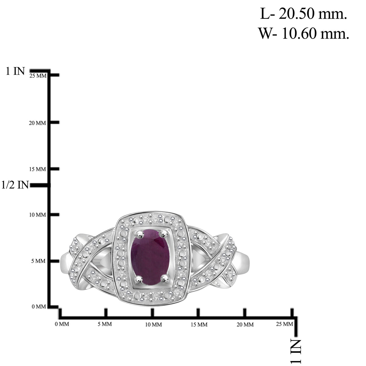 0.50 ct. T.G.W. Ruby Ring with Diamond Accent in Sterling Silver