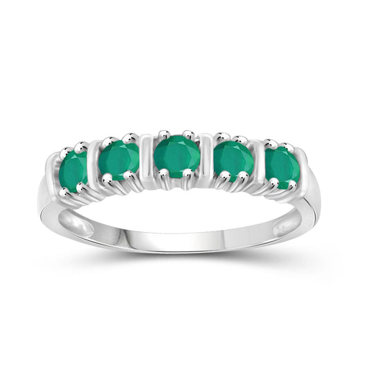 1/2 ct. T.G.W. Emerald 5-Stone Ring in Sterling Silver
