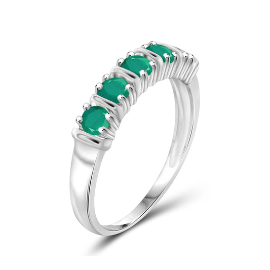 1/2 ct. T.G.W. Emerald 5-Stone Ring in Sterling Silver