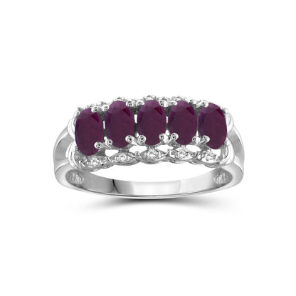 1 1/3 ct. T.G.W. Ruby & 1/20 ct. T.W. White Diamond Ring in Sterling Silver