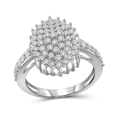 Sterling Silver 1 Carat White Diamond Cluster Ring for Women | Diamonds for Everyday  Womens Wear