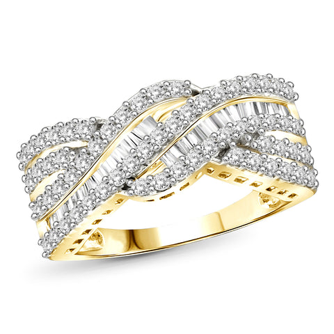 1.00 Carat T.W. White Diamond Gold over Silver Ring