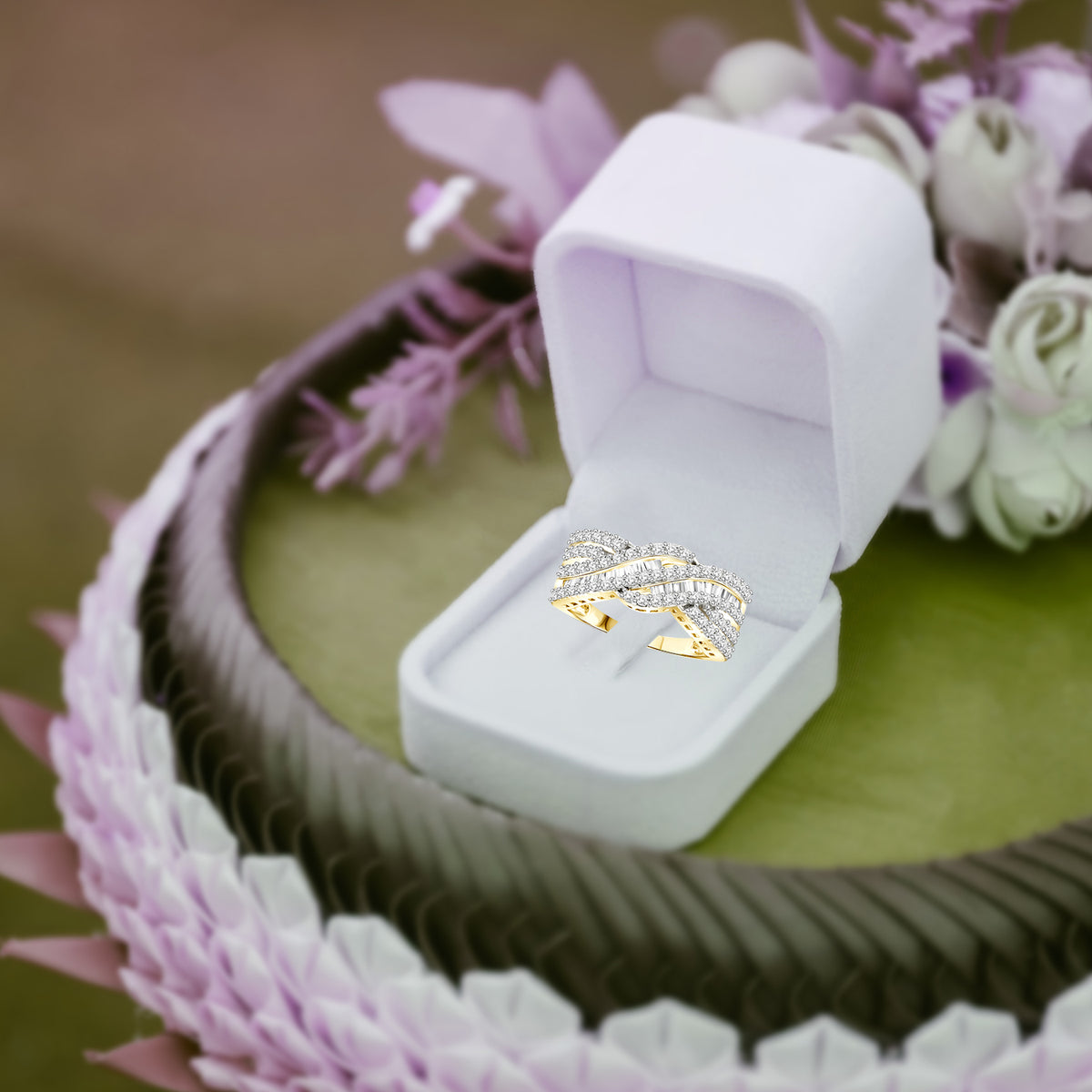 1 ct. T.W. White Diamond Ring in 14K Gold over Silver