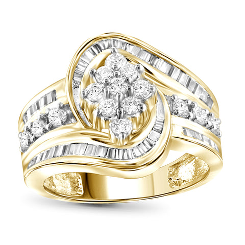 14K Gold Over Silver 1.00 Carat T.W. White Diamond Ring for Women | Diamonds for Everyday Womens Wear