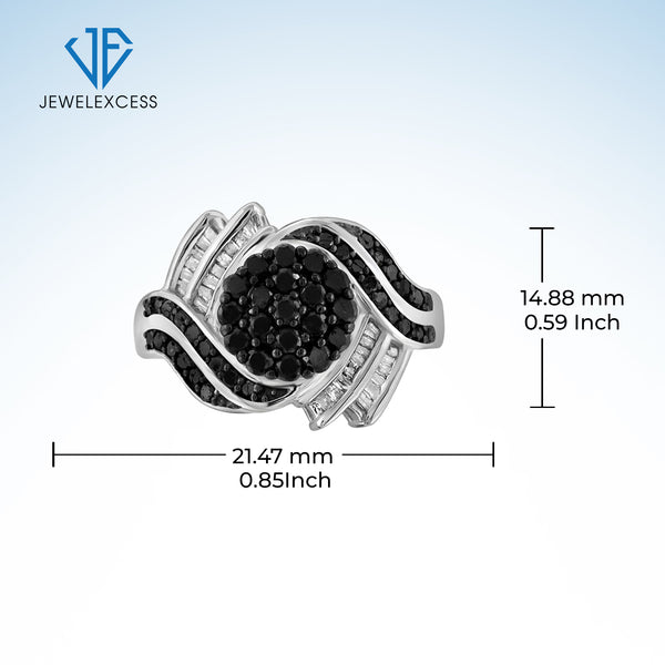 Sterling Silver 1.00 Carat T.W. Black and White Diamond Ring for Women | Diamonds for Everyday Womens Wear