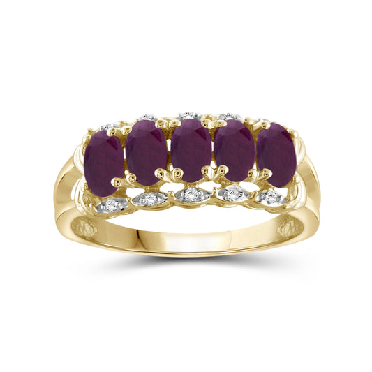 1 1/3 ct. T.G.W. Ruby & 1/20 ct. T.W. White Diamond Ring in 14K Gold over Silver