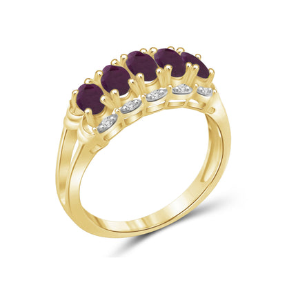 1 1/3 ct. T.G.W. Ruby & 1/20 ct. T.W. White Diamond Ring in 14K Gold over Silver
