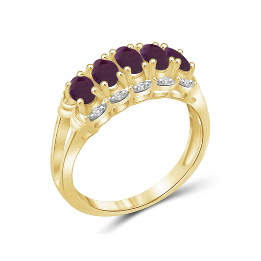 1 1/3 ct. T.G.W. Ruby & 1/20 ct. T.W. White Diamond Ring in 14K Gold over Silver