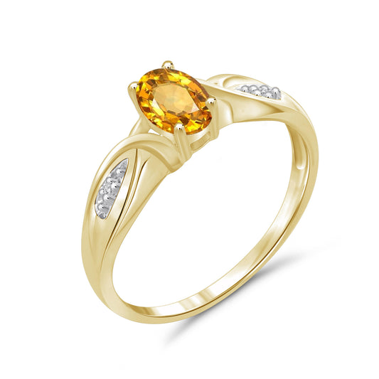 0.50 ct. T.G.W. Citrine Ring with Diamond Accent in 14K Gold over Silver
