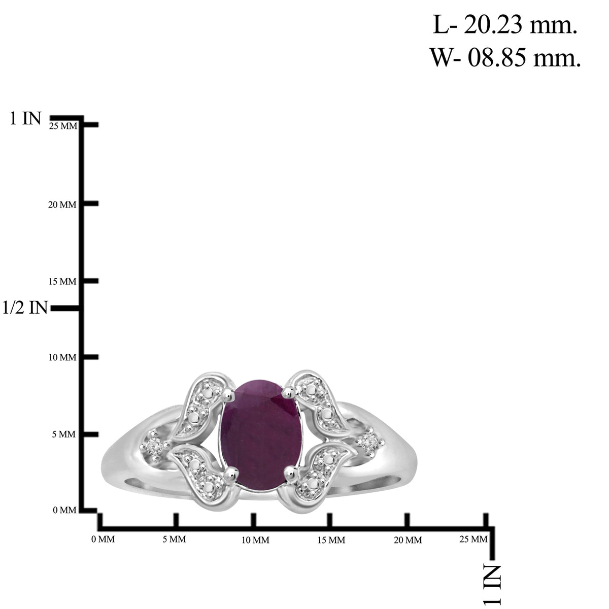 0.85 ct. T.G.W. Ruby Ring with Diamond Accent in Sterling Silver