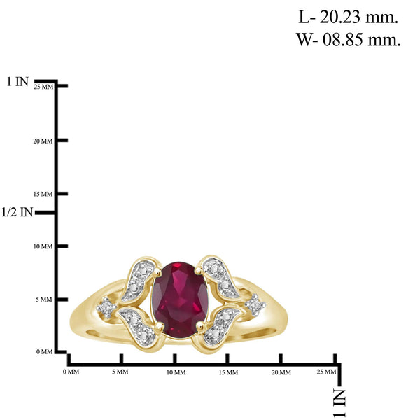 0.88 Carat T.G.W. Ruby Gemstone and White Diamond Accent 14K Gold-Plated Ring