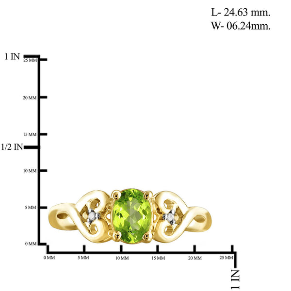 0.82 Carat T.G.W. Peridot Gemstone and Accent White Diamond 14K Gold-Plated Ring