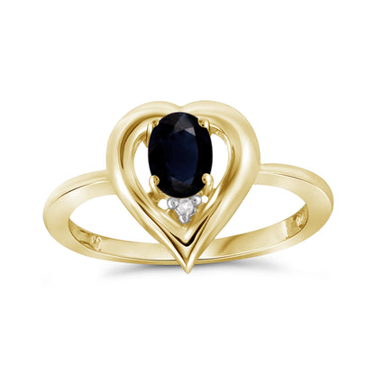 0.65 ct. T.G.W. Sapphire Ring with Diamond Accent in 14K Gold over Silver