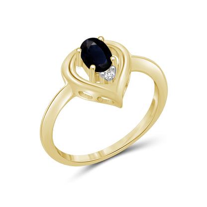 0.65 ct. T.G.W. Sapphire Ring with Diamond Accent in 14K Gold over Silver