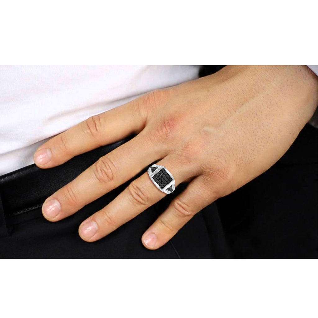 925 Sterling Silver Stone Rings | Big Black Stone Silver Ring | Silver Ring  925 Men - Rings - Aliexpress