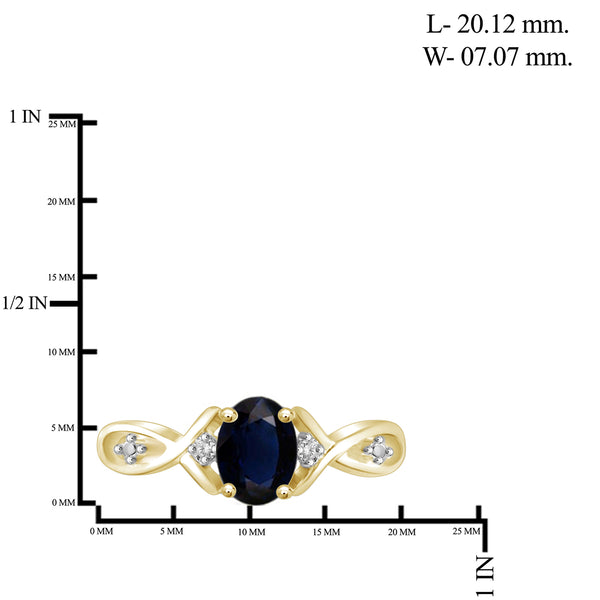 1.07 Carat T.G.W. Sapphire Gemstone and White Diamond Accent 14K Gold-Plated Ring