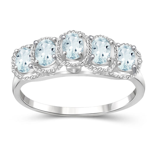 0.70 ct. T.G.W. Aquamarine Ring in Sterling Silver