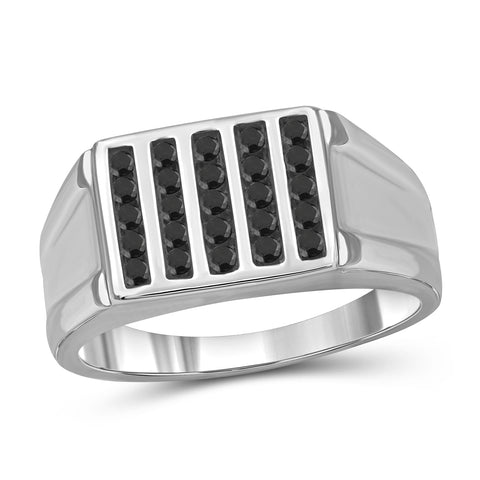 Black Diamond Rings for Men – 1/2 CTTW Genuine Black Diamond Ring for Men – Hypoallergenic Sterling Silver or 14K Gold over Silver Ring Men – Real Diamond Mens Rings Fashion Statement Ring – Luxurious Gifts for Him