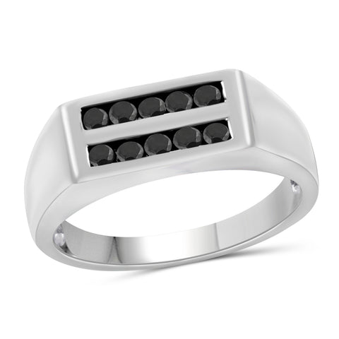 Black Diamond Rings for Men – 1/2 CTTW Genuine Black Diamond Ring for Men – Hypoallergenic Sterling Silver or 14K Gold over Silver Ring Men – Real Diamond Mens Rings Fashion Statement Ring – Luxurious Gifts for Him