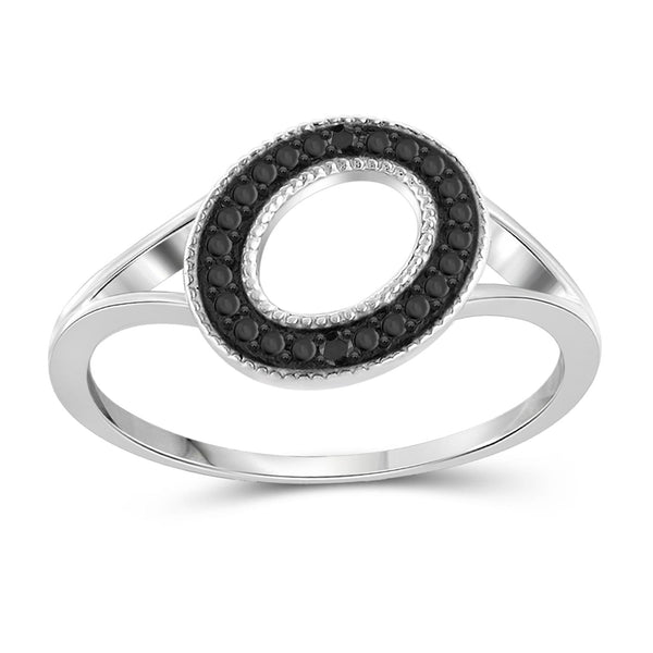 Black Diamond Accent Sterling Silver "A TO Z " Initial Spell it Out Ring