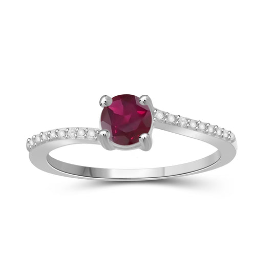 0.68 ct. T.G.W. Ruby Ring with Diamond Accent in Sterling Silver