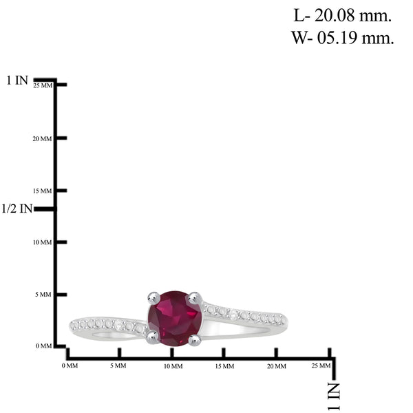 0.68 Carat T.G.W. Ruby Gemstone and White Diamond Accent Sterling Silver Ring