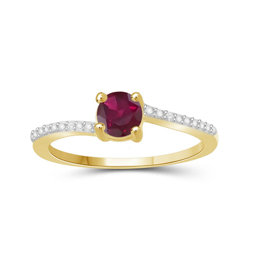 0.68 ct. T.G.W. Ruby Ring with Diamond Accent in 14K Gold over Silver