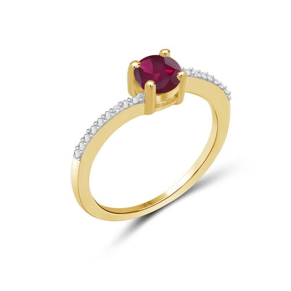 0.68 Carat T.G.W. Ruby Gemstone and White Diamond Accent 14K Gold-Plated Ring