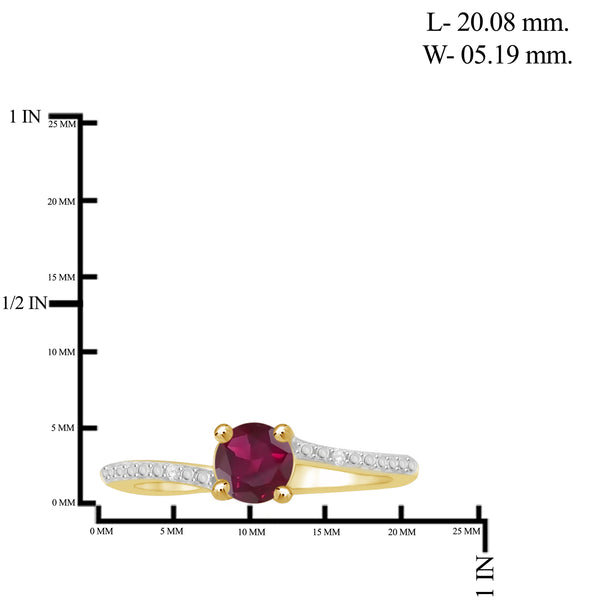 0.68 Carat T.G.W. Ruby Gemstone and White Diamond Accent 14K Gold-Plated Ring