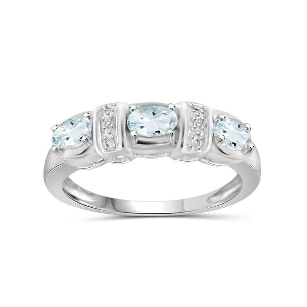 1/2 Carat T.G.W. Aquamarine And White Diamond Accent Sterling Silver Ring