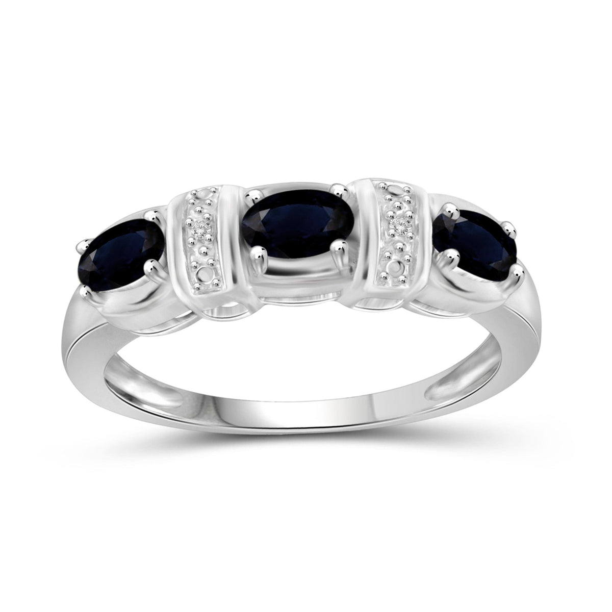 0.96 ct. T.G.W. Sapphire Ring with Diamond Accent in Sterling Silver