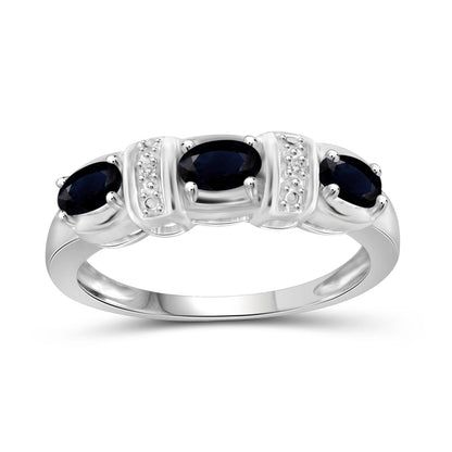 0.96 ct. T.G.W. Sapphire Ring with Diamond Accent in Sterling Silver