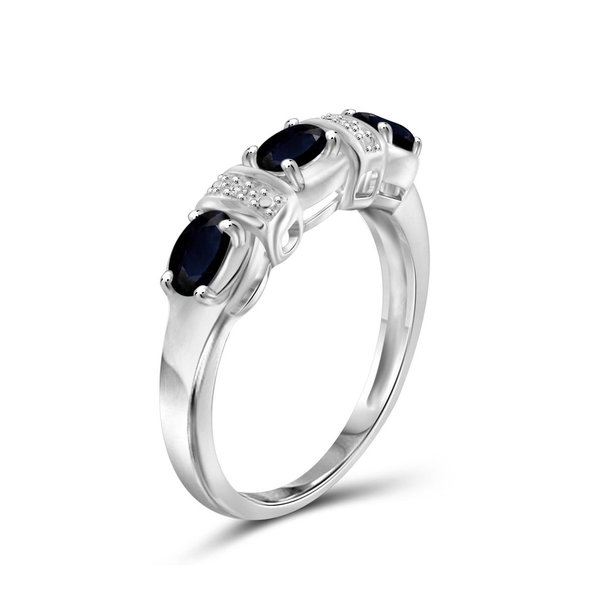 0.96 ct. T.G.W. Sapphire Ring with Diamond Accent in Sterling Silver