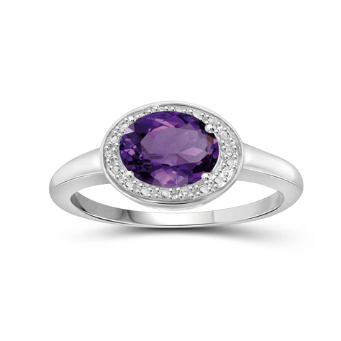 1 1/3 Carat T.G.W. Amethyst And Accent White Diamond Sterling Silver Ring