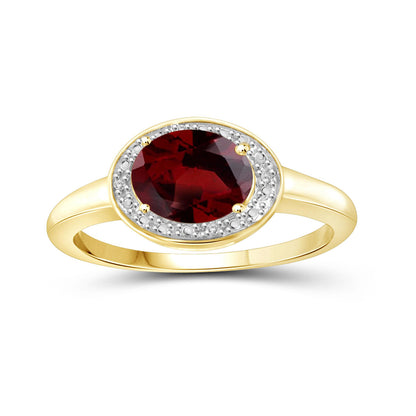 1.50 ct. T.G.W. Garnet Ring with Diamond Accent in 14K Gold over Silver