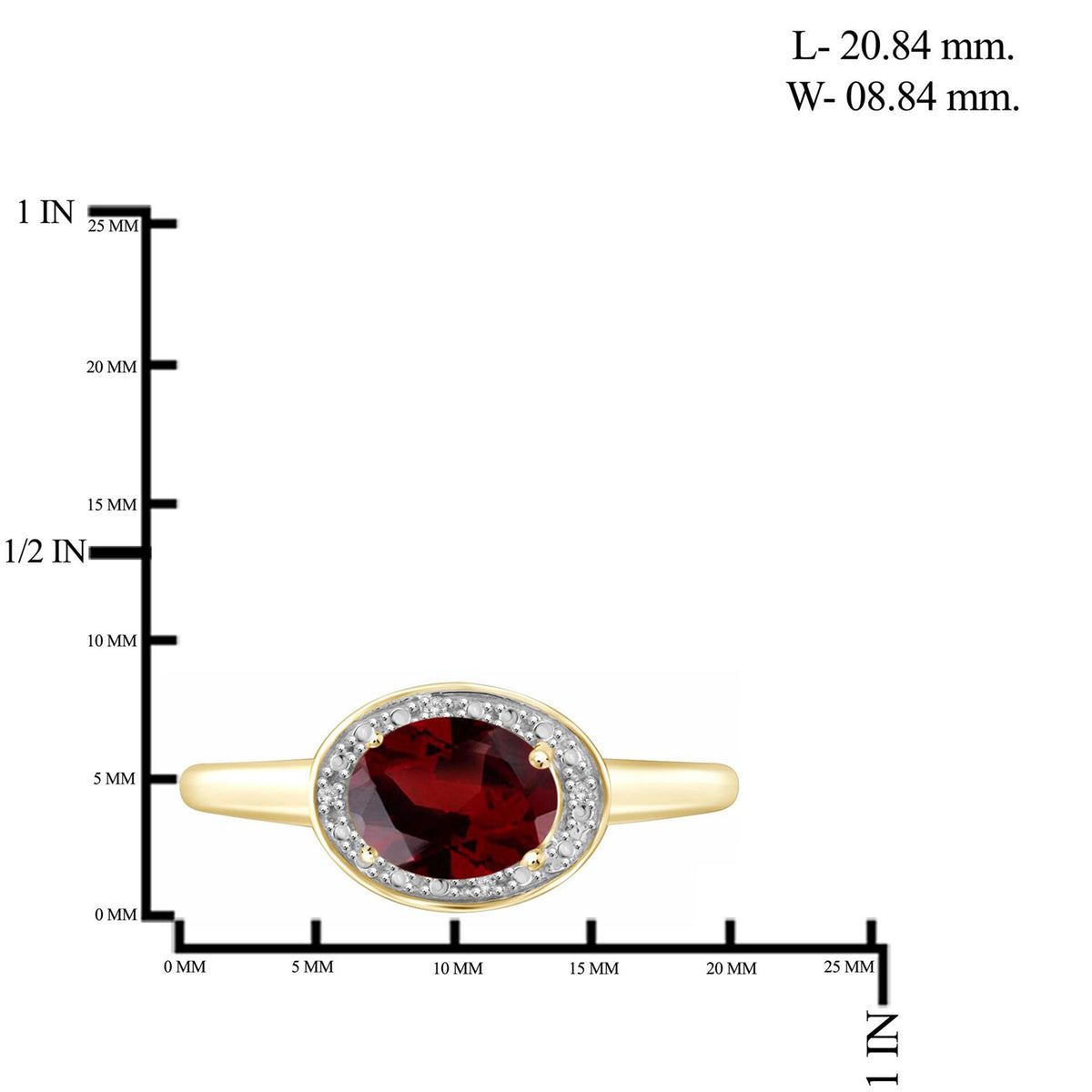 1.50 ct. T.G.W. Garnet Ring with Diamond Accent in 14K Gold over Silver