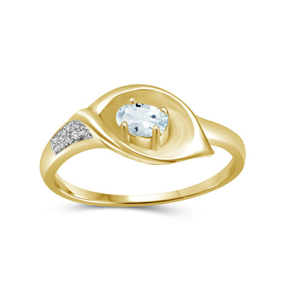0.25 ct. T.G.W. Aquamarine Ring with Diamond Accent in 14K Gold over Silver