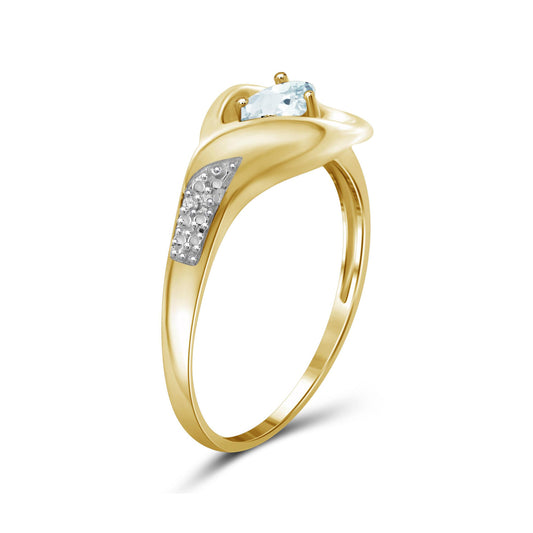 0.25 ct. T.G.W. Aquamarine Ring with Diamond Accent in 14K Gold over Silver