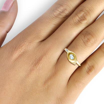 0.25 ct. T.G.W. Aquamarine Ring with Diamond Accent in 14K Gold over Silver