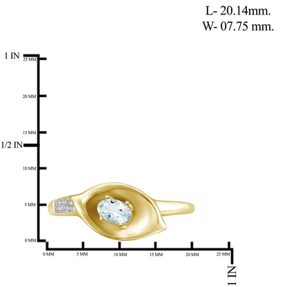 0.25 ct. T.G.W. Aquamarine Ring with Diamond Accent in 14K Gold over Silver
