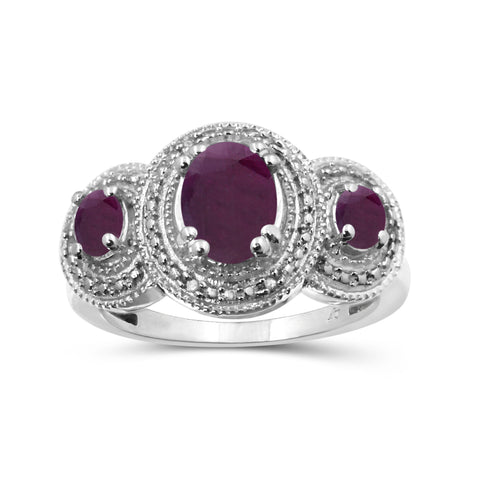 2.30 Carat T.G.W. Ruby and 1/20 Carat T.W. White Diamond Sterling Silver Ring