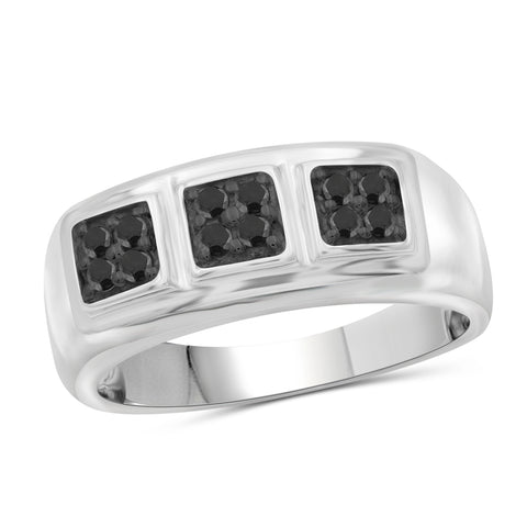 Black Diamond Rings for Men – 1/2 CTTW Genuine Black Diamond Ring for Men – Hypoallergenic Sterling Silver or 14K Gold over Silver Ring Men – Real Diamond Mens Rings Fashion Statement Ring – Luxurious Gifts for Him