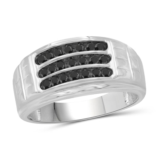 Men's 3/4 ct. T.W. Black Diamond Ring in Sterling Silver or 14K Gold over Silver