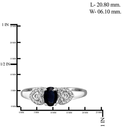 0.75 ct. T.G.W. Sapphire Ring with Diamond Accent in Sterling Silver