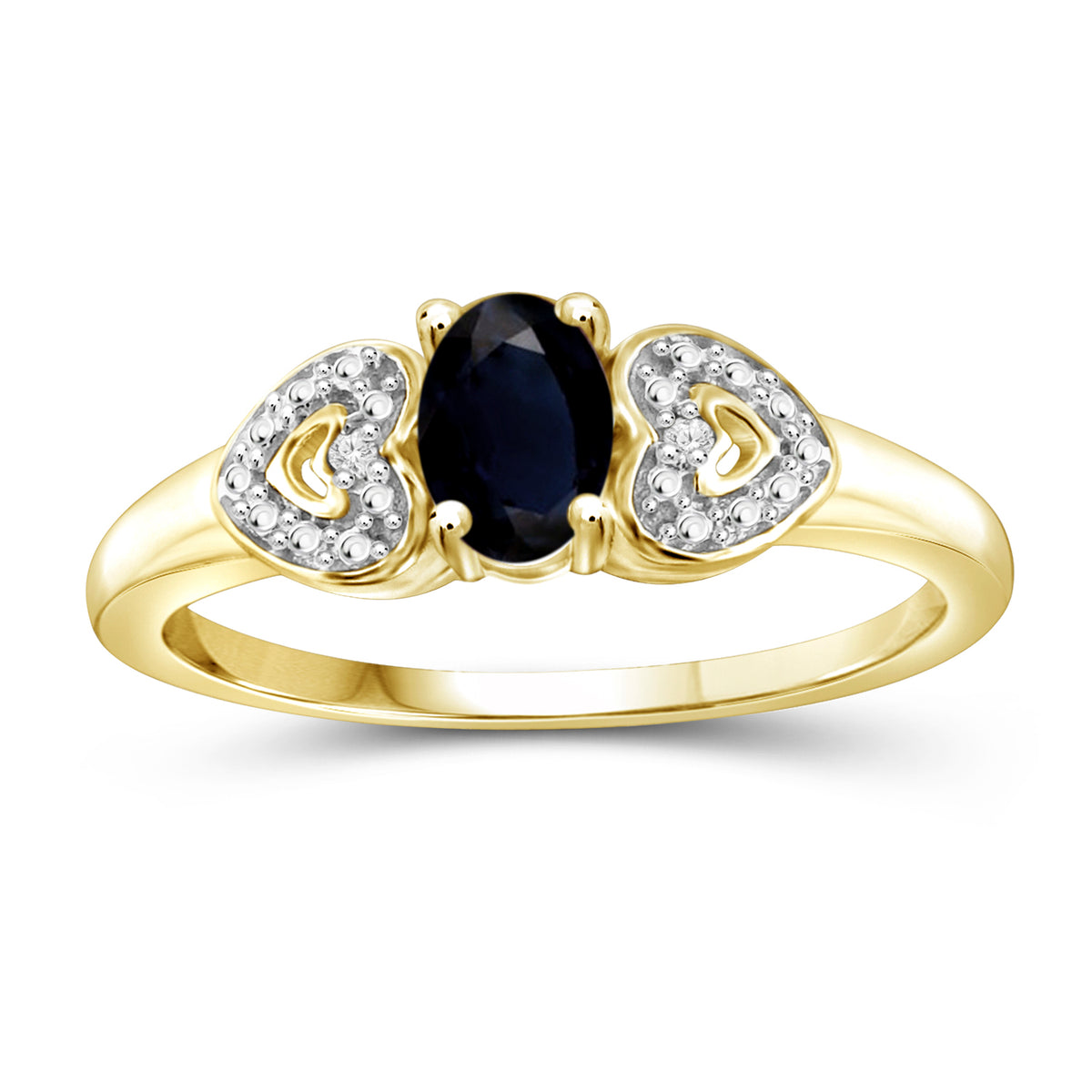 0.75 ct. T.G.W. Sapphire Ring with Diamond Accent in 14K Gold over Silver