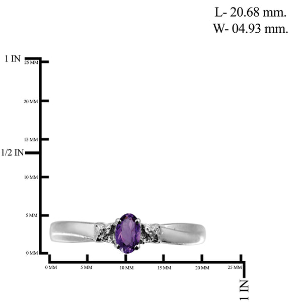 0.23 Carat T.G.W. Amethyst Gemstone and White Diamond Accent Sterling Silver Or 14K Gold-Plated Ring