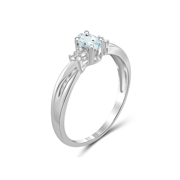 1/4 Carat T.G.W. Aquamarine And Accent White Diamond Sterling Silver Ring